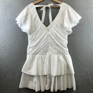 Anthropologie Love The Label Ruffled Mini Dress White size l